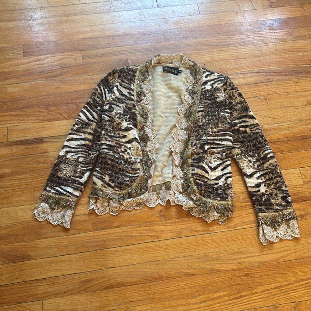 Adore Beaded Patterned Cardigan Sweater